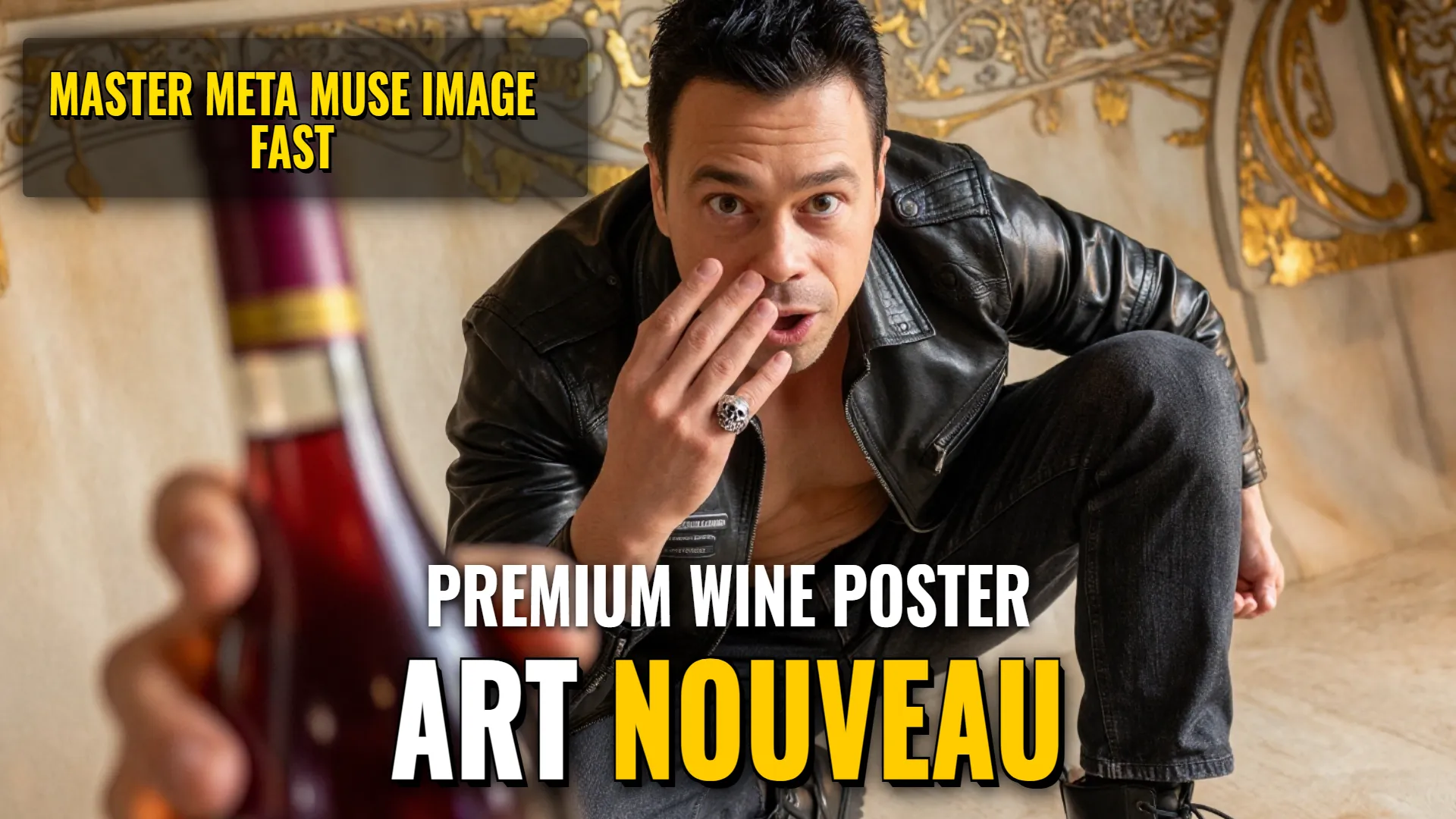 AI Design & Media: Premium Art Nouveau Wine Poster via Meta Muse Image